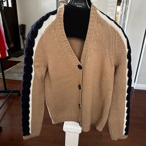 Weekend Max Mara Cable‑Detail Cardigan – Beige / Tan / Navy